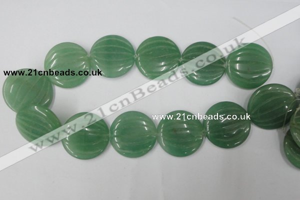 CAJ307 15.5 inches 35mm carved coin green aventurine jade beads