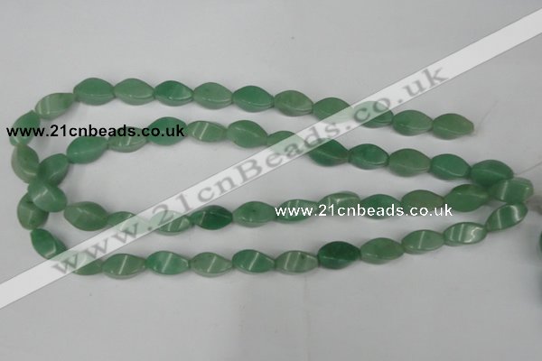 CAJ310 15.5 inches 8*16mm twisted tetrahedron green aventurine jade beads