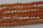 CAJ360 15.5 inches 4mm faceted round red aventurine beads wholesale