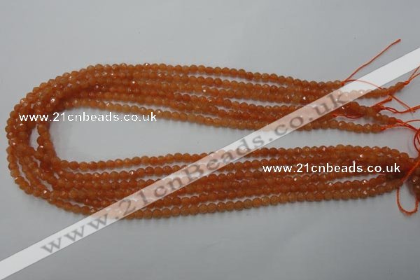 CAJ360 15.5 inches 4mm faceted round red aventurine beads wholesale