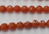 CAJ362 15.5 inches 8mm faceted round red aventurine beads wholesale