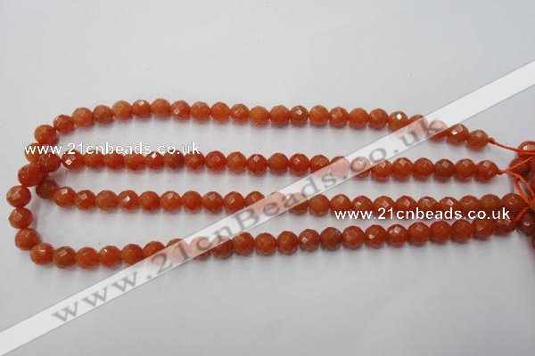 CAJ362 15.5 inches 8mm faceted round red aventurine beads wholesale