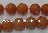 CAJ365 15.5 inches 14mm faceted round red aventurine beads wholesale