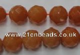 CAJ365 15.5 inches 14mm faceted round red aventurine beads wholesale