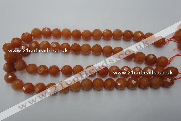 CAJ365 15.5 inches 14mm faceted round red aventurine beads wholesale