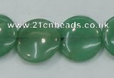 CAJ55 15.5 inches 20mm flat round green aventurine jade beads wholesale