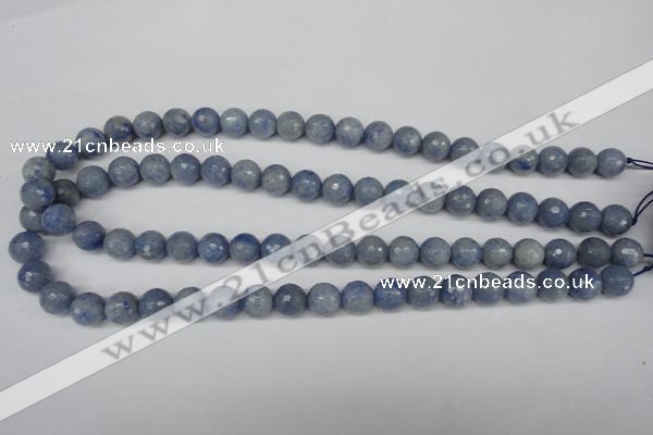 CAJ563 15.5 inches 10mm faceted round blue aventurine beads wholesale