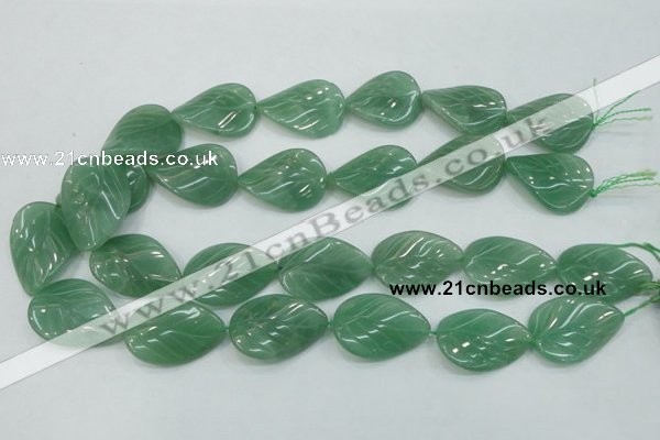 CAJ57 15.5 inches 22*30mm twisted leaf green aventurine jade beads