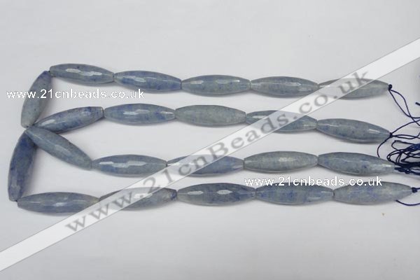 CAJ576 15.5 inches 10*35mm faceted rice blue aventurine beads wholesale