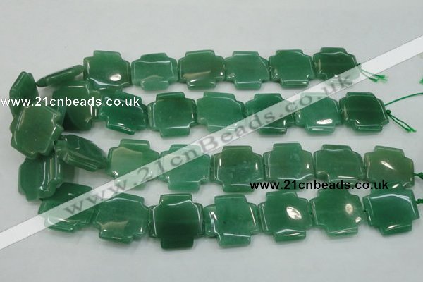 CAJ58 15.5 inches 25*25mm cross green aventurine jade beads wholesale