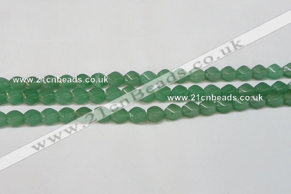 CAJ664 15.5 inches 8*10mm twisted rice green aventurine beads