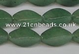 CAJ667 15.5 inches 10*20mm twisted rice green aventurine beads