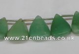 CAJ695 Top drilled 15*20mm leaf green aventurine beads