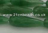 CAJ708 15.5 inches 10*30mm faceted teardrop green aventurine beads