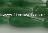 CAJ708 15.5 inches 10*30mm faceted teardrop green aventurine beads