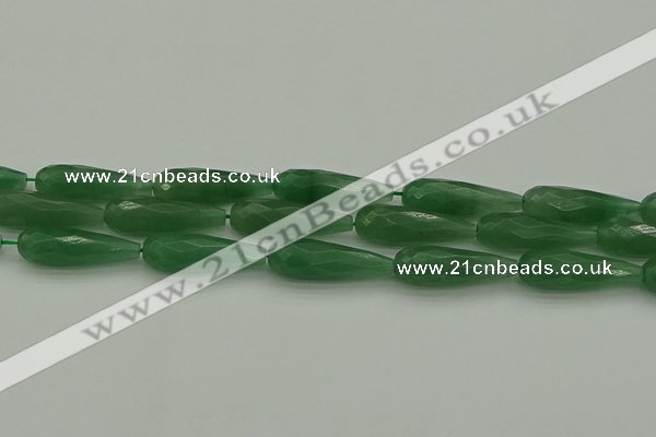 CAJ708 15.5 inches 10*30mm faceted teardrop green aventurine beads