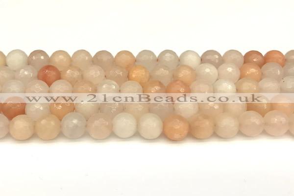 CAJ821 15 inches 8mm faceted round pink aventurine beads