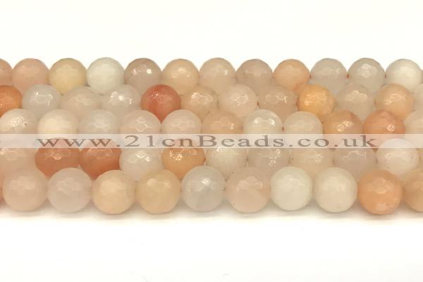 CAJ823 15 inches 12mm faceted round pink aventurine beads