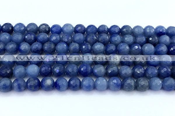 CAJ855 15 inches 8mm faceted round blue aventurine beads