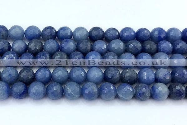 CAJ856 15 inches 10mm faceted round blue aventurine beads