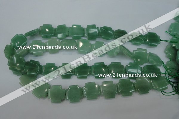 CAJ88 15.5 inches 20*20mm cross green aventurine beads wholesale