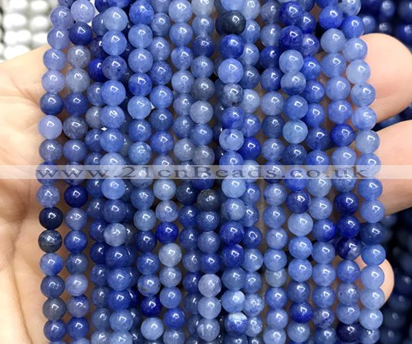 CAJ886 15 inches 4mm round blue aventurine jade beads wholesale