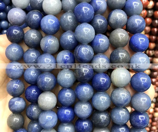 CAJ890 15 inches 12mm round blue aventurine jade beads wholesale