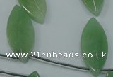 CAJ90 Top-drilled 15*35mm carved leaf green aventurine beads wholesale