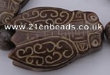 CAL26 14.5 inches 40*60mm carved cicada agalmatolite beads