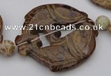 CAL30 14.5 inches 54*56mm carved fish agalmatolite beads