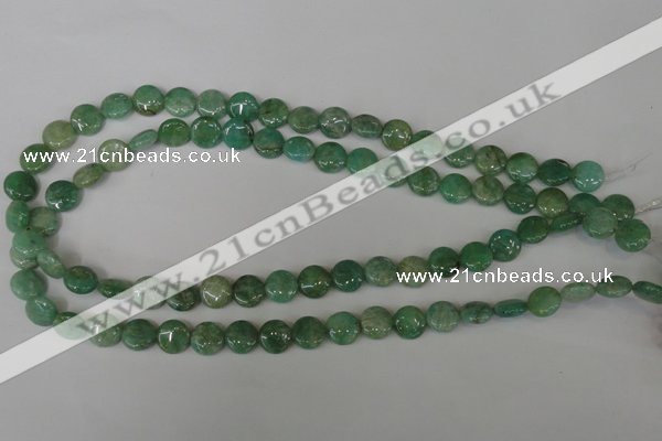 CAM1015 15.5 inches 10mm flat round natural Russian amazonite beads