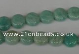 CAM1016 15.5 inches 10mm flat round natural Russian amazonite beads