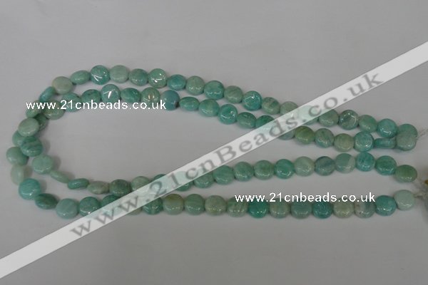 CAM1016 15.5 inches 10mm flat round natural Russian amazonite beads