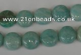 CAM1017 15.5 inches 12mm flat round natural Russian amazonite beads