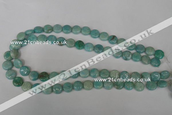 CAM1017 15.5 inches 12mm flat round natural Russian amazonite beads