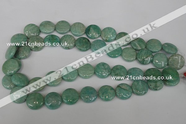 CAM1019 15.5 inches 18mm flat round natural Russian amazonite beads