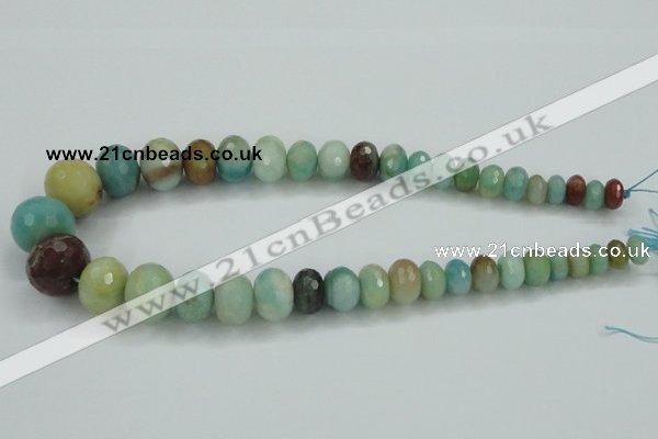 CAM107 15.5 inches multi-size faceted rondelle amazonite gemstone beads