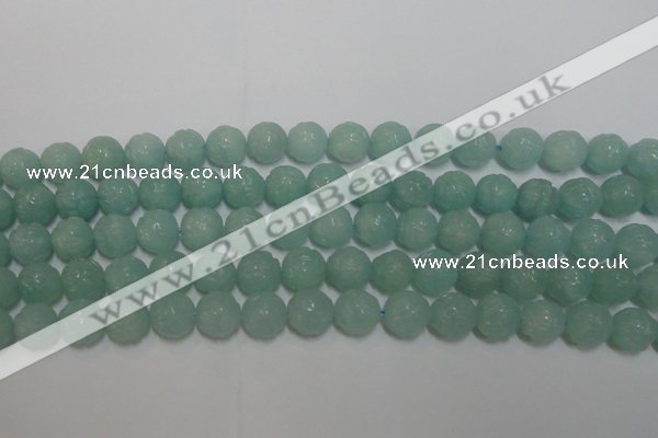 CAM1122 15.5 inches 8mm carved round amazonite beads wholesale