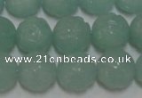 CAM1123 15.5 inches 10mm carved round amazonite beads wholesale