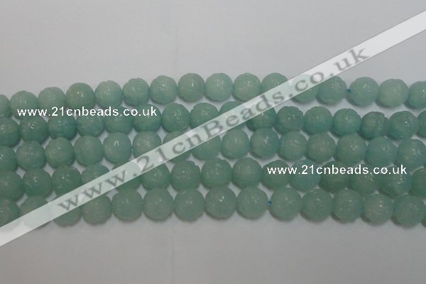 CAM1123 15.5 inches 10mm carved round amazonite beads wholesale