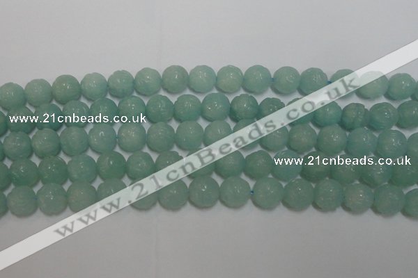 CAM1124 15.5 inches 12mm carved round amazonite beads wholesale