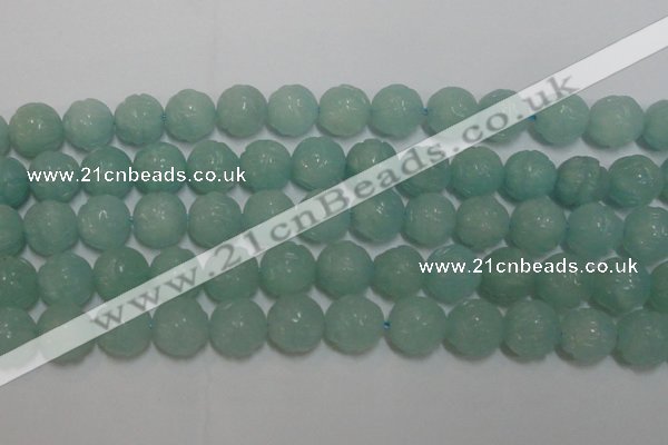 CAM1126 15.5 inches 16mm carved round amazonite beads wholesale