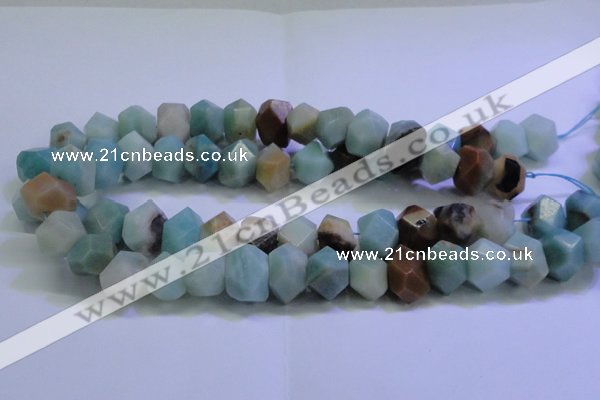 CAM1138 12*16mm - 13*18mm faceted nuggets amazonite gemstone beads