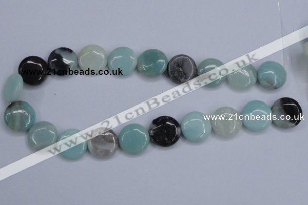 CAM123 15.5 inches 20mm flat round amazonite gemstone beads