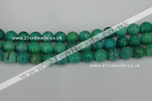 CAM1405 15.5 inches 14mm faceted round Russian amazonite beads