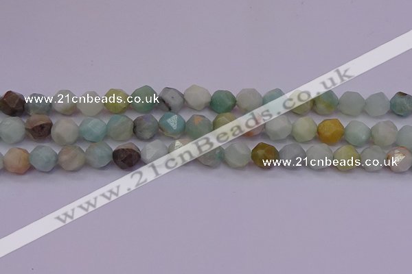 CAM1413 15.5 inches 10mm faceted nuggets amazonite gemstone beads