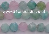 CAM1441 15.5 inches 6mm faceted nuggets amazonite & rose quartz beads