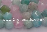 CAM1442 15.5 inches 8mm faceted nuggets amazonite & rose quartz beads