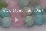 CAM1444 15.5 inches 12mm faceted nuggets amazonite & rose quartz beads