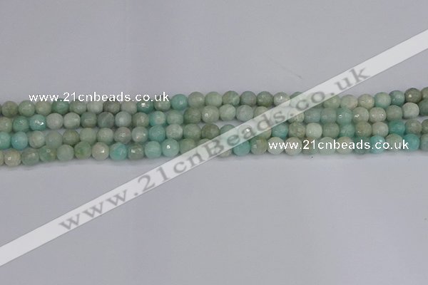 CAM1450 15.5 inches 4mm faceted round amazonite gemstone beads